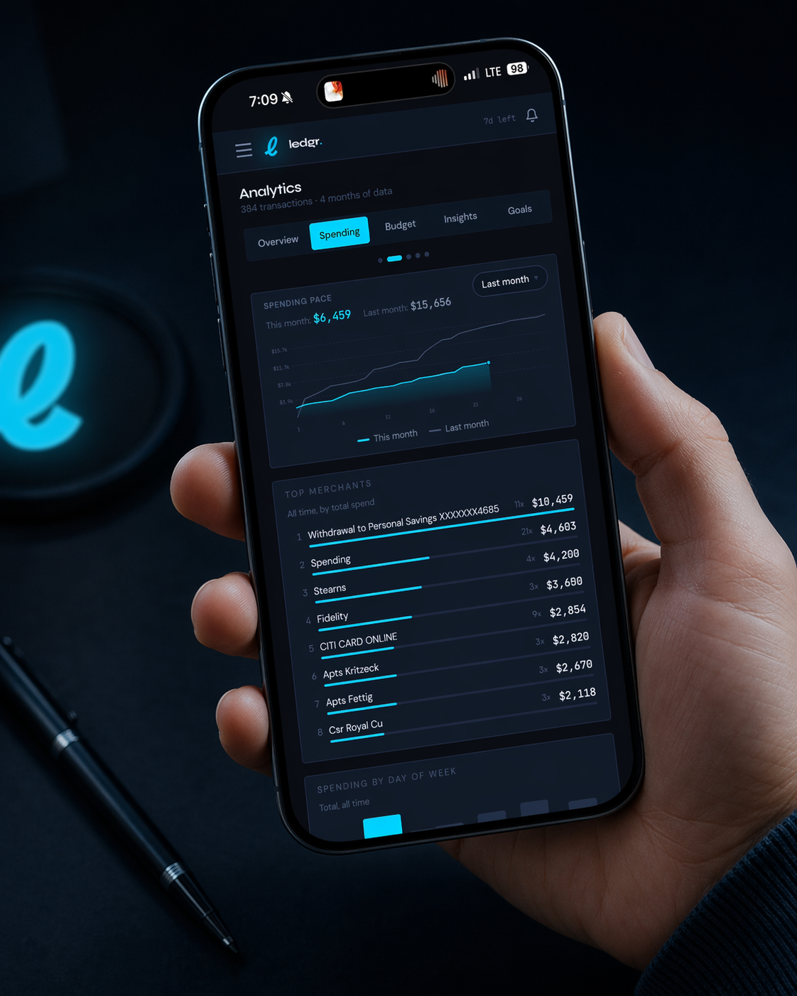 Ledgr analytics page